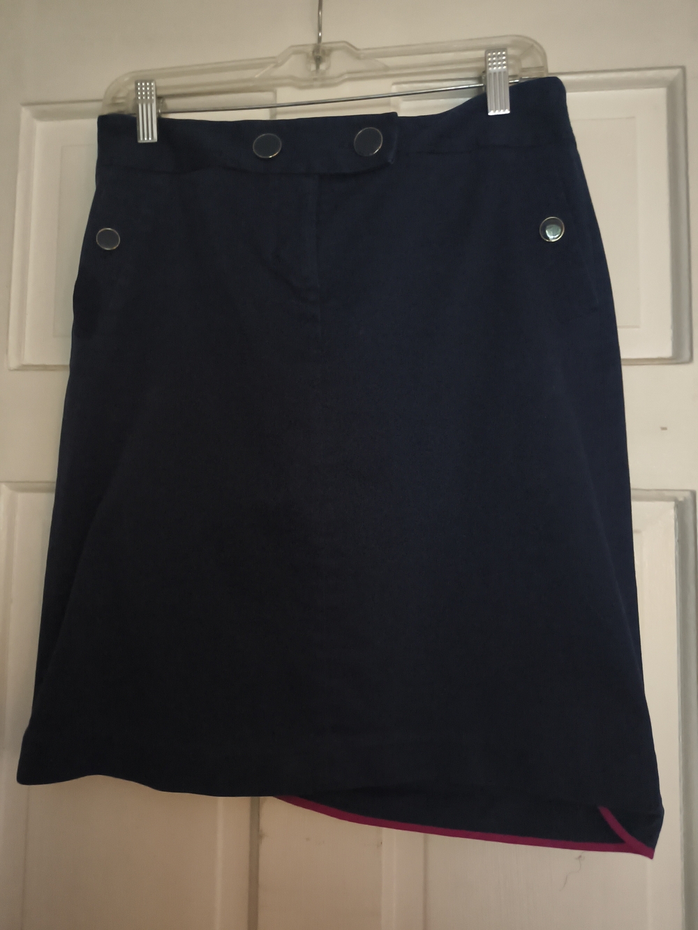 J. Crew Navy A-Line Skirt with Pink Trim